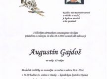 Smútočné oznámenie Augustín Gajdoš