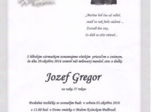 Smútočné oznámenie Jozef Gregor