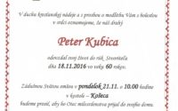 Smútočné oznámenie Peter Kubica