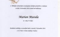 Smútočné oznámenie Marian Mutala