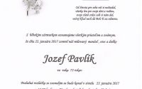 Smútočné oznámenie Jozef Pavlík