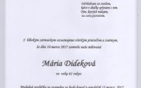 Smútočné oznámenie Mária Dideková