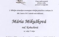 Smútočné oznámenie Mária Mikušková