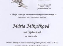 Smútočné oznámenie Mária Mikušková