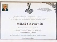 Smútočné oznámenie Miloš Gavurník