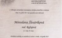 Smútočné oznámenie Miroslava Šlesáriková
