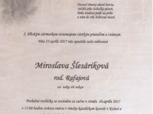 Smútočné oznámenie Miroslava Šlesáriková