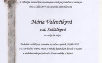 Smútočné oznámenie Mária Valenčíková