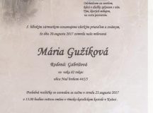 Smútočné oznámenie Mária Gužíková