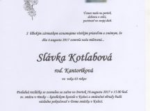 Smútočné oznámenie Slávka Kotlabová