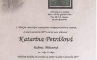 Smútočné oznámenie Katarína Petrášová