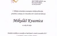 Smútočné oznámenie Mikuláš Kvasnica