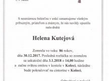 Smútočné oznámenie Helena Kutejová