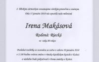 Smútočné oznámenie Irena Makásová