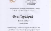 Smútočné oznámenie Eva Čepáková