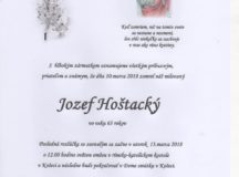 Smútočné oznámenie Jozef Hoštacký