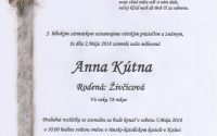 Smútočné oznámenie Anna Kútna