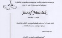 Smútočné oznámenie Jozef Jánošík