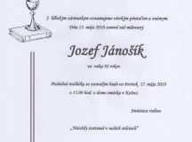 Smútočné oznámenie Jozef Jánošík