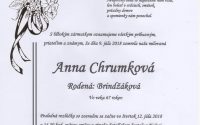Smútočné oznámenie Anna Chrumková