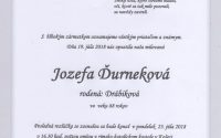 Smútočné oznámenie Jozefa Ďurneková