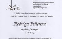 Smútočné oznámenie Hedviga Feilerová