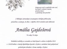 Smútočné oznámenie Amália Gajdošová