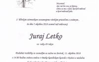 Smútočné oznámenie Juraj Letko
