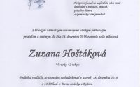 Smútočné oznámenie Zuzana Hoštáková