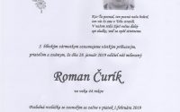 Smútočné oznámenie Roman Čurík