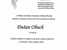 Smútočné oznámenie Dušan Obuch