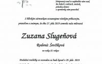 Smútočné oznámenie Zuzana Slugeňová, rod. Ševčíková