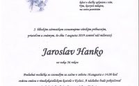 Smútočné oznámenie Jaroslav Hanko