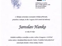 Smútočné oznámenie Jaroslav Hanko