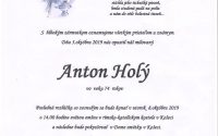Smútočné oznámenie – Anton Holý