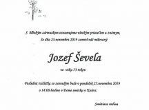 Smútočné oznámenie – Jozef Ševela