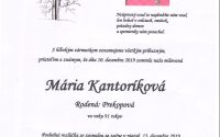 Smútočné oznámenie – Mária Kantoríková, rod. Prekopová